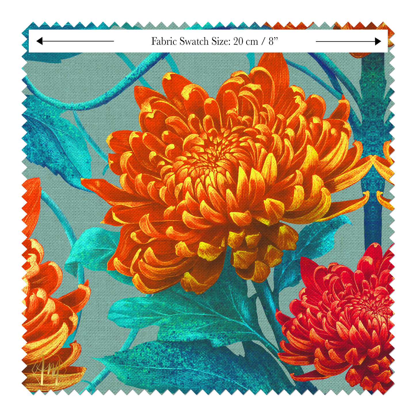 Caustic Chrysanthemum Orpiment Orange Linen Fabric SAMPLE