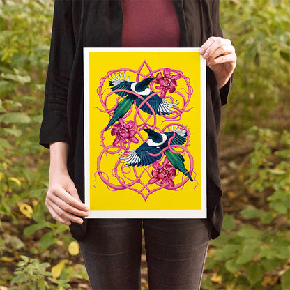 Magpie Art Print | Two for Joy in Yellow