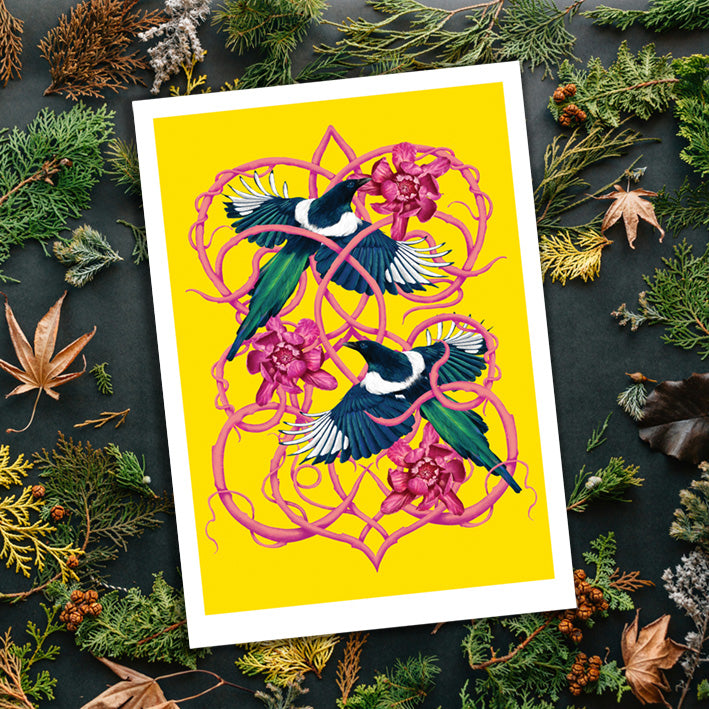 Magpie Art Print | Two for Joy in Yellow