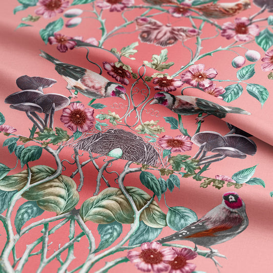 Wild Hedgerow Pink Waxcap Fabric (Linen and Velvet)