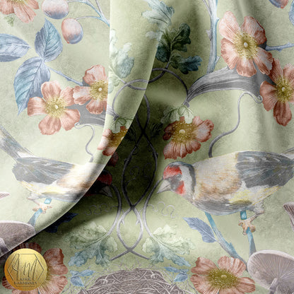 Wild Hedgerow Greenfinch Fabric SAMPLE