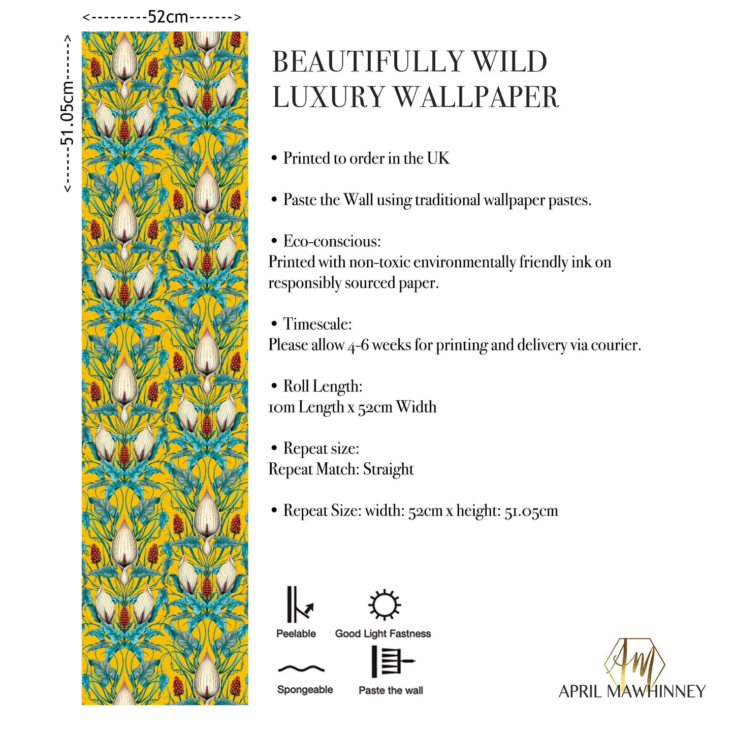 Poisonous Plant Wallpaper in Alchemist Yellow SAMPLE