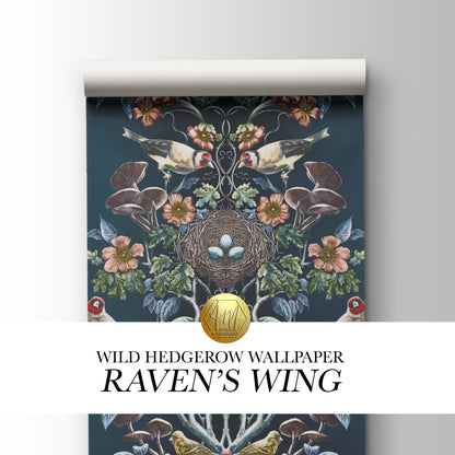 Wild Hedgerow Super Wide Wallpaper in Raven's Wing
