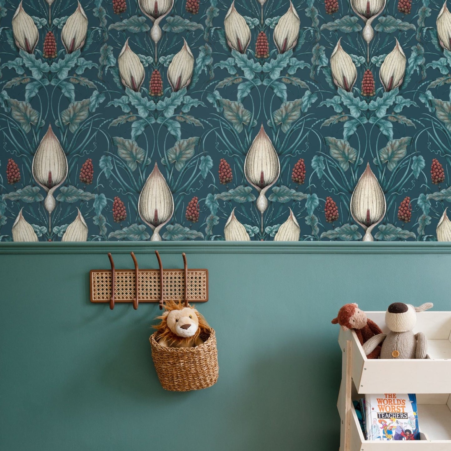 Alternative woodland inspired nursery wallpaper and interior decoration