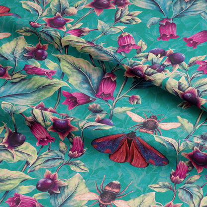 LINEN Deadly Nightshade Fabric in Arsenic