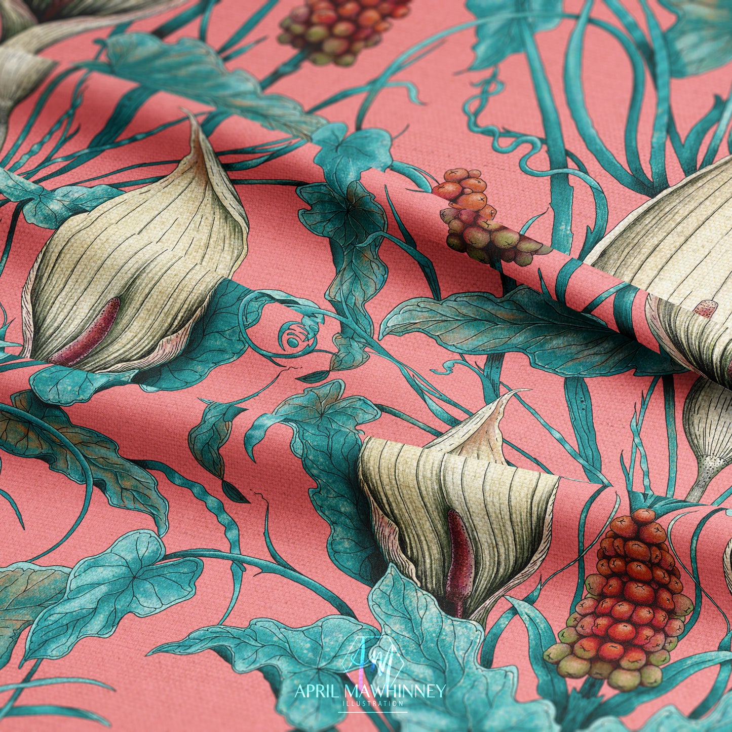 LINEN Lords and Ladies Fabric in Penicillin Pink