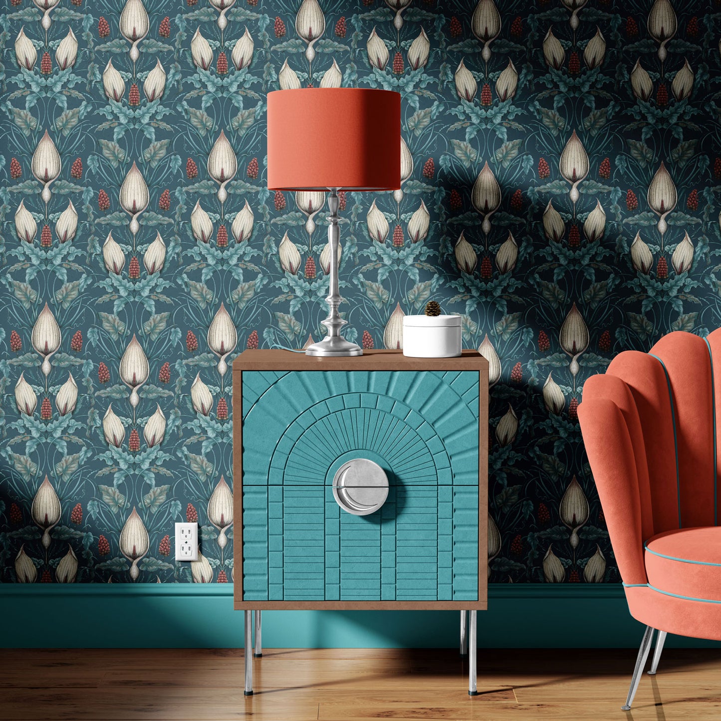 Lords and Ladies Wallpaper in Tincture of Teal