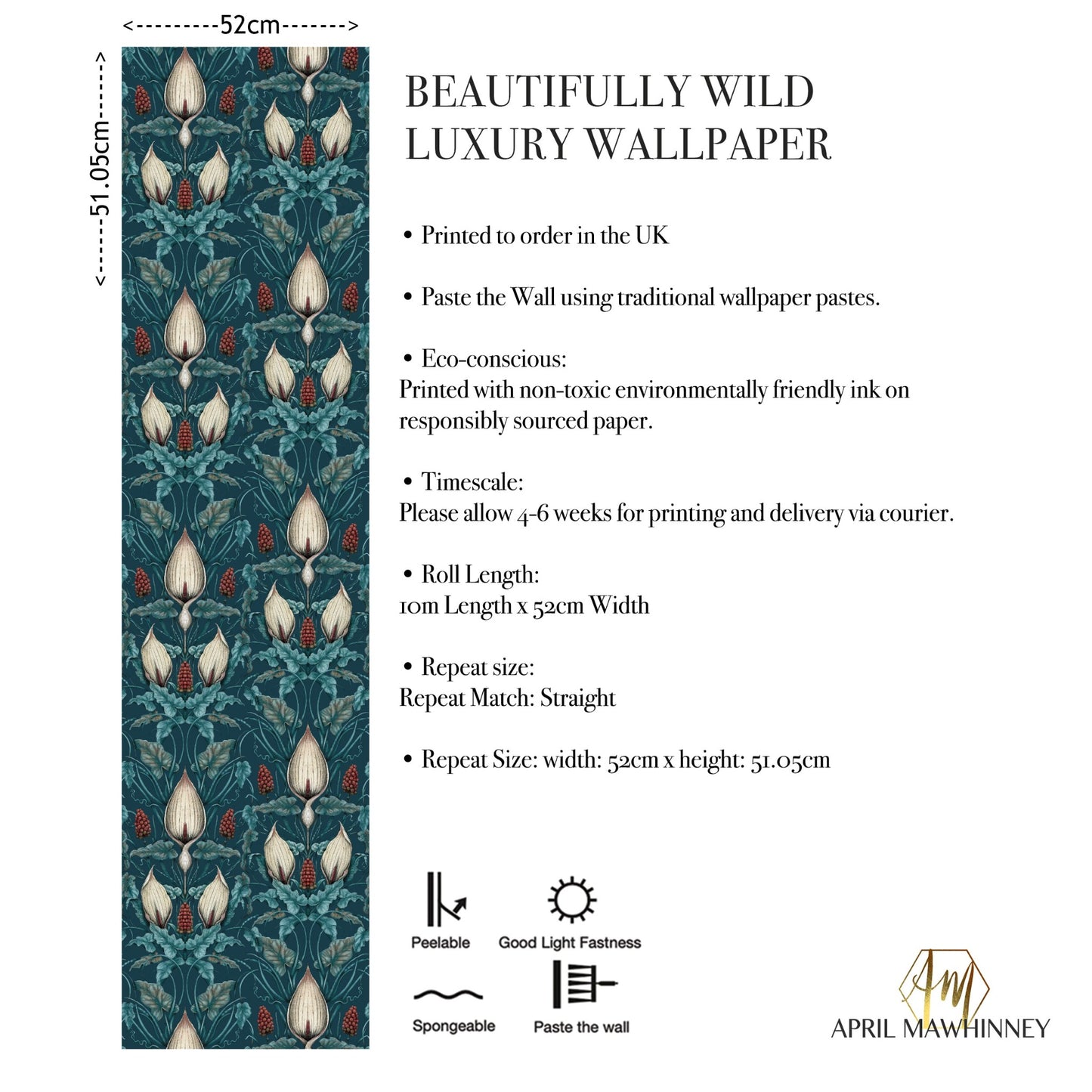 Lords and Ladies Wallpaper in Tincture of Teal