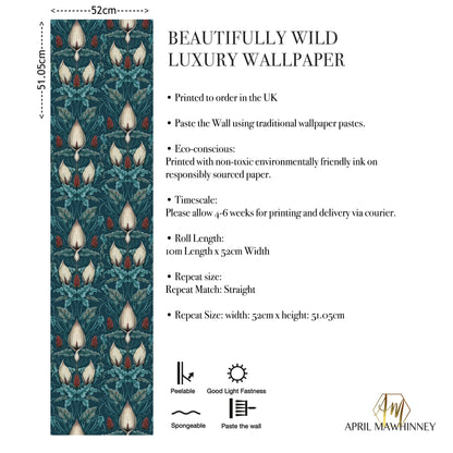 Lords and Ladies Wallpaper in Tincture of Teal