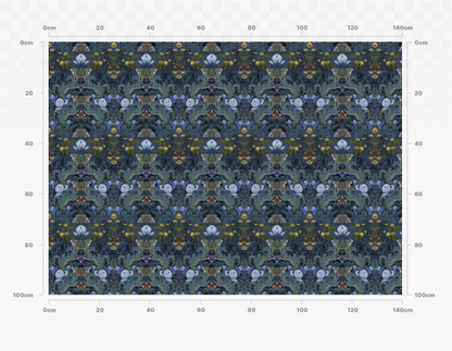 British Designed Arts and Crafts style floral Fabric with moths and flowers