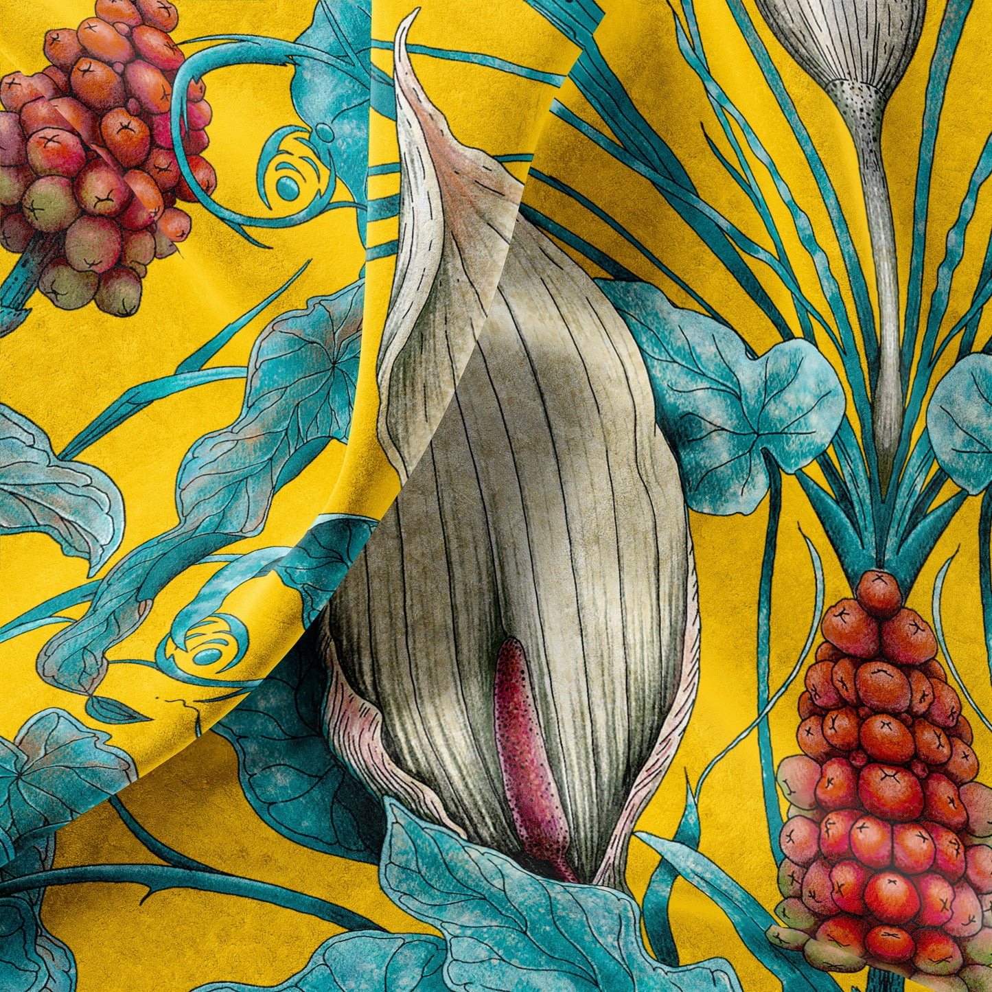 VELVET Lords and Ladies Fabric in Alchemist Yellow